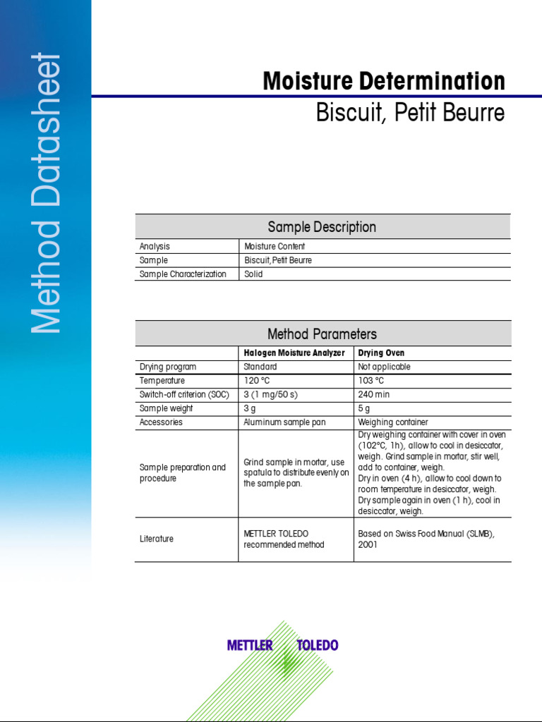 Moisture Analysis for Petit Beurre Biscuits | PDF | Science & Mathematics