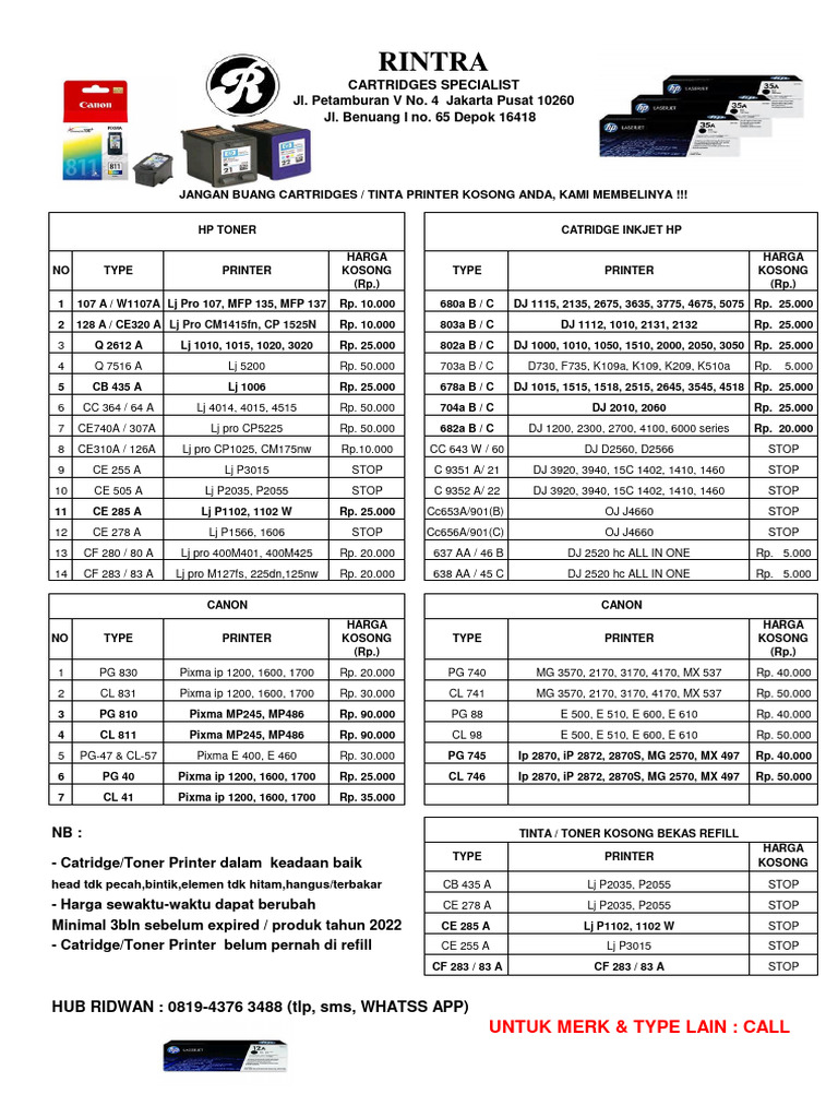 Jual Beli Cartridge Bekas | PDF | Equipment | Office Work