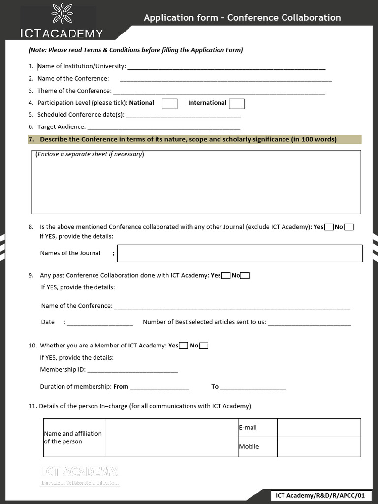 ICTACT Journals Application Form Conference Collaboration | PDF ...