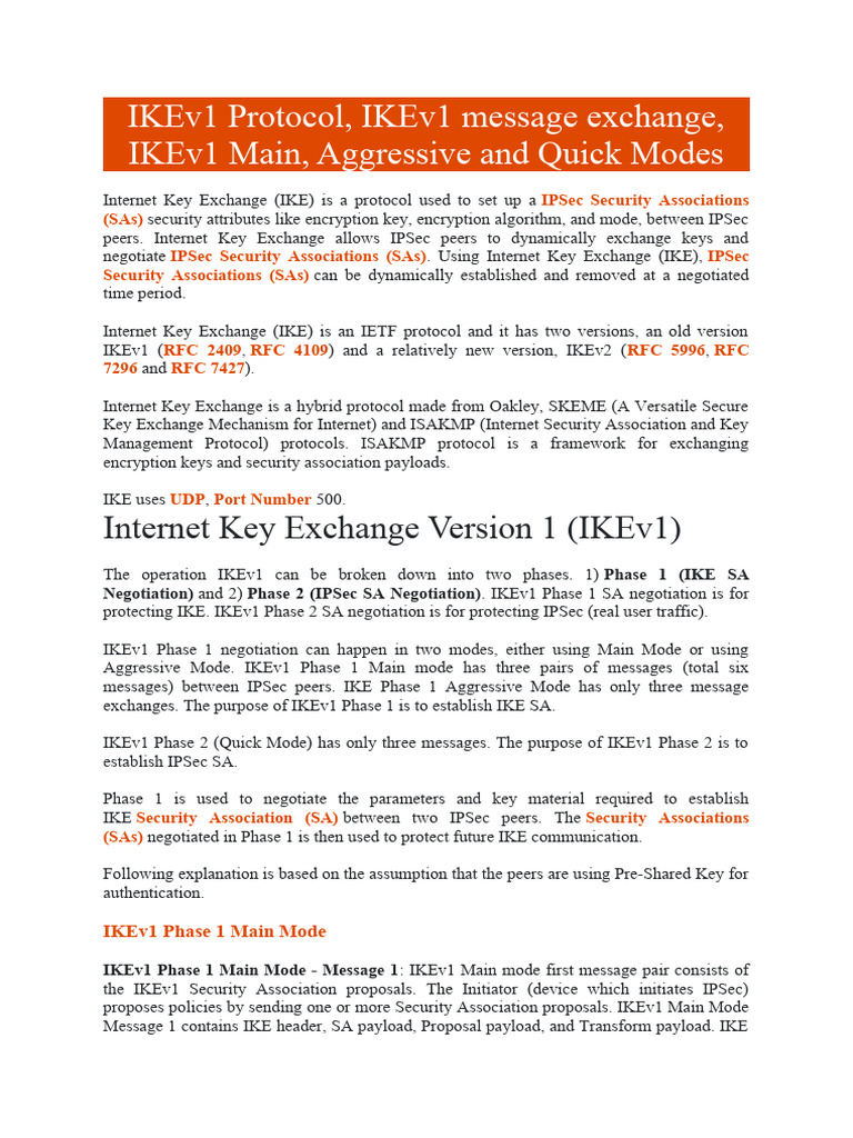 IKEv1 Message Exchange Packet Capture | PDF | Computer Science | Secrecy