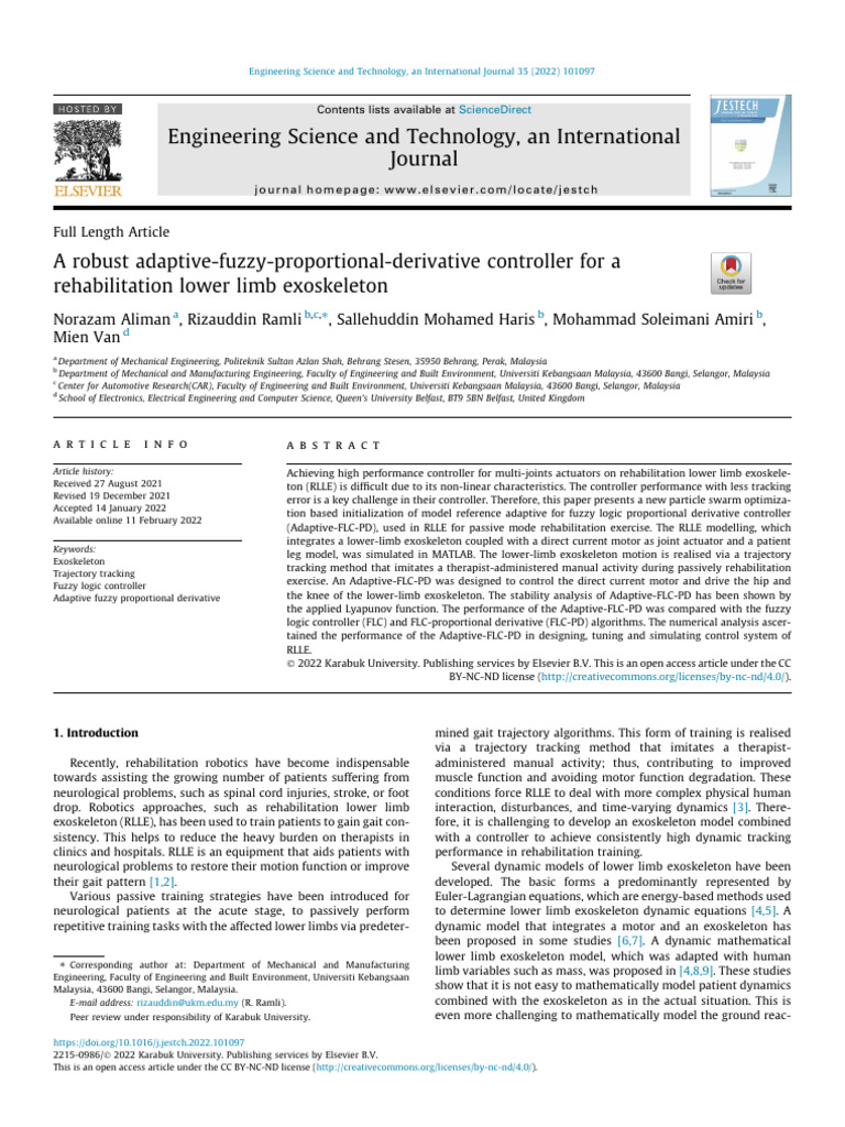 Adaptive Fuzzy PD Controller for Exoskeleton | PDF | Fuzzy Logic ...