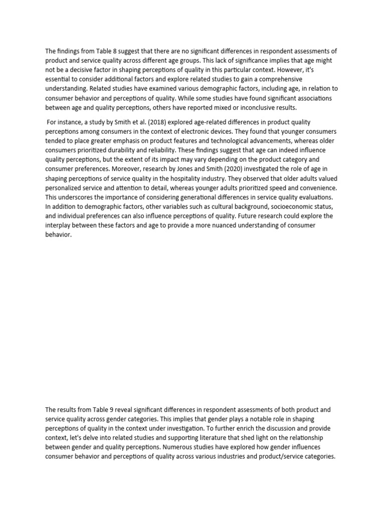 The Findings From Table 8 Suggest That There Are No Significant ...