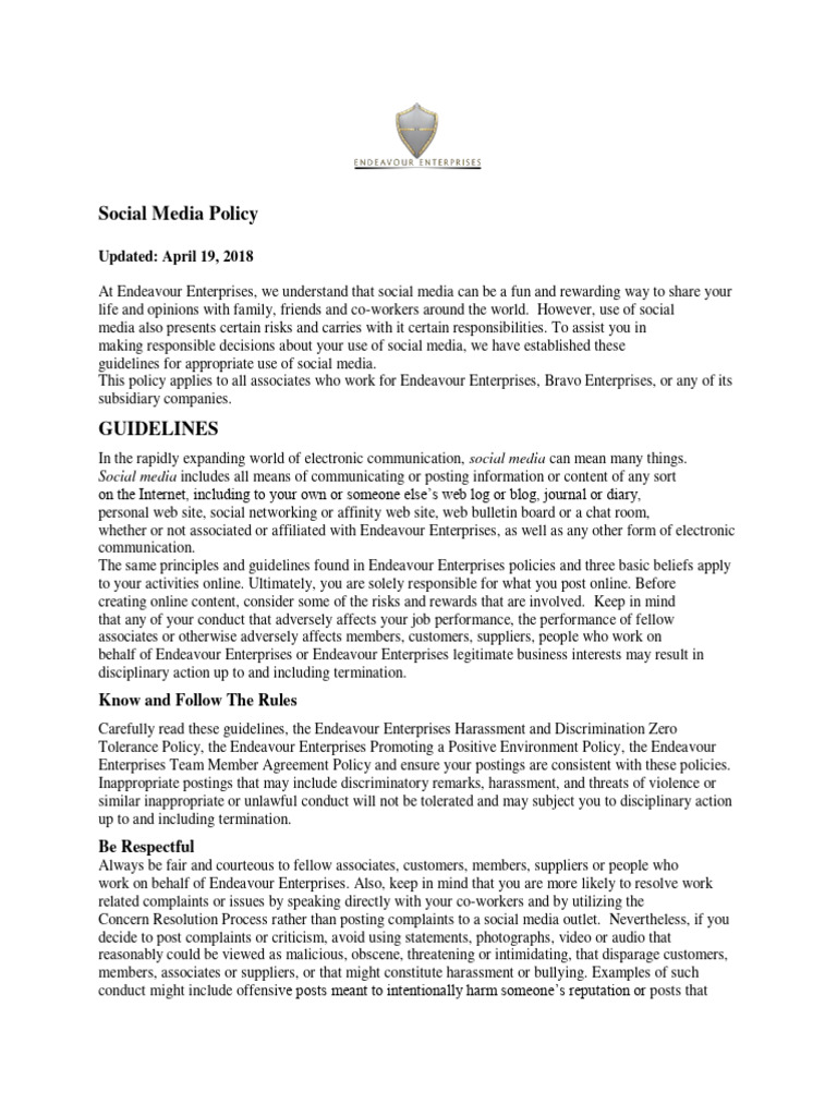 Social Media Policy | PDF | Social Media | Popular Culture & Media Studies