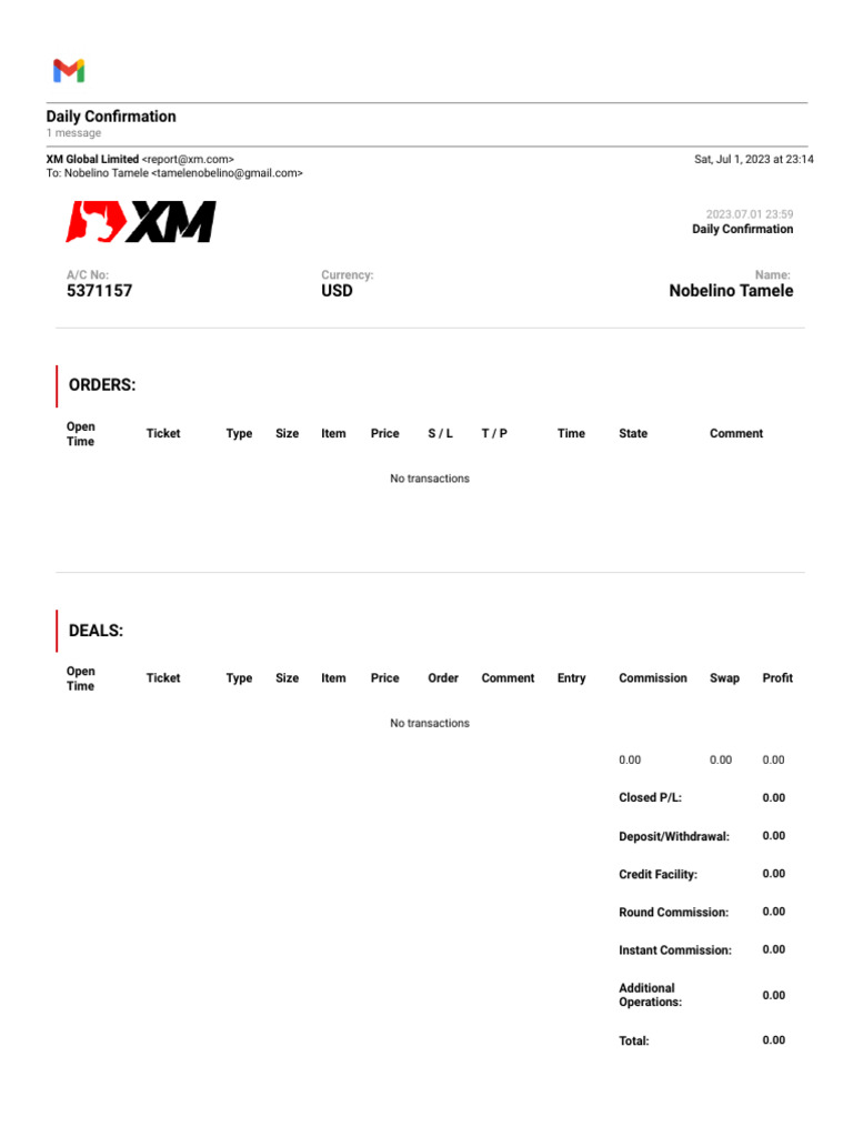 Daily Trading Confirmation Report | PDF | Foreign Exchange Market | Money