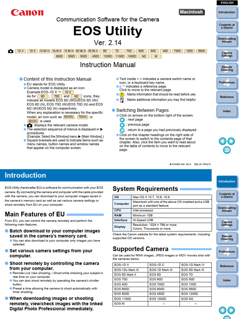 Canon EOS Utility Mac Instruction Manual en PDF Canon Eos Camera