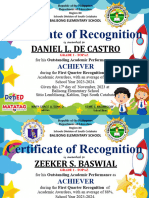 Recognition Certificate First Quarter Design 1