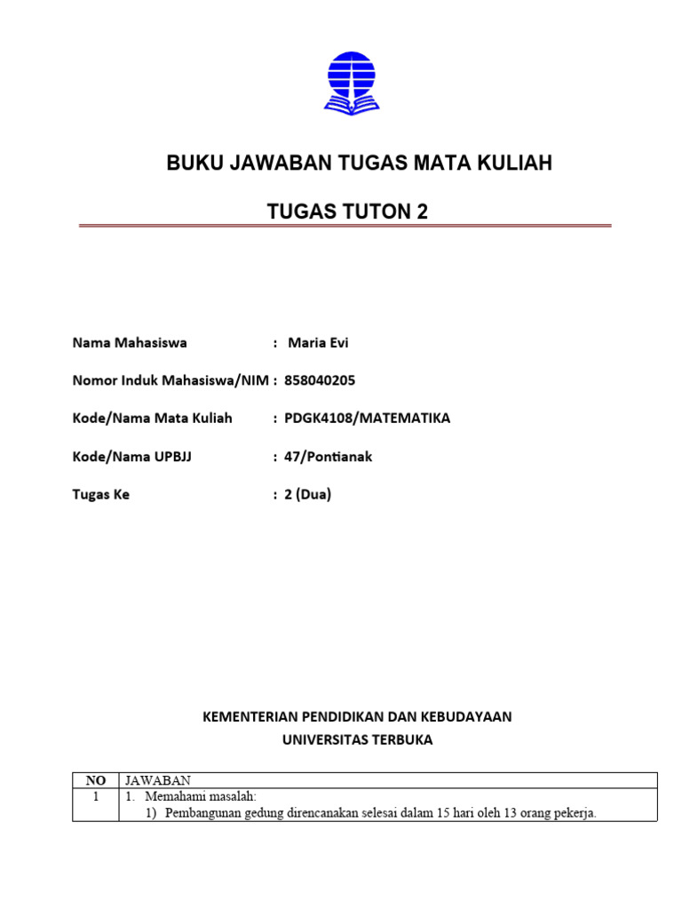 Tugas 3 PDGK4108 MATEMETIKA | PDF