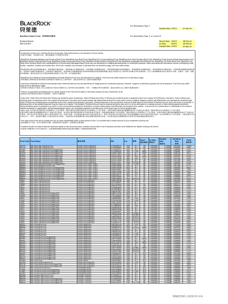BGF Monthly Dividend Notice HK en | PDF | Dividend | Derivative (Finance)
