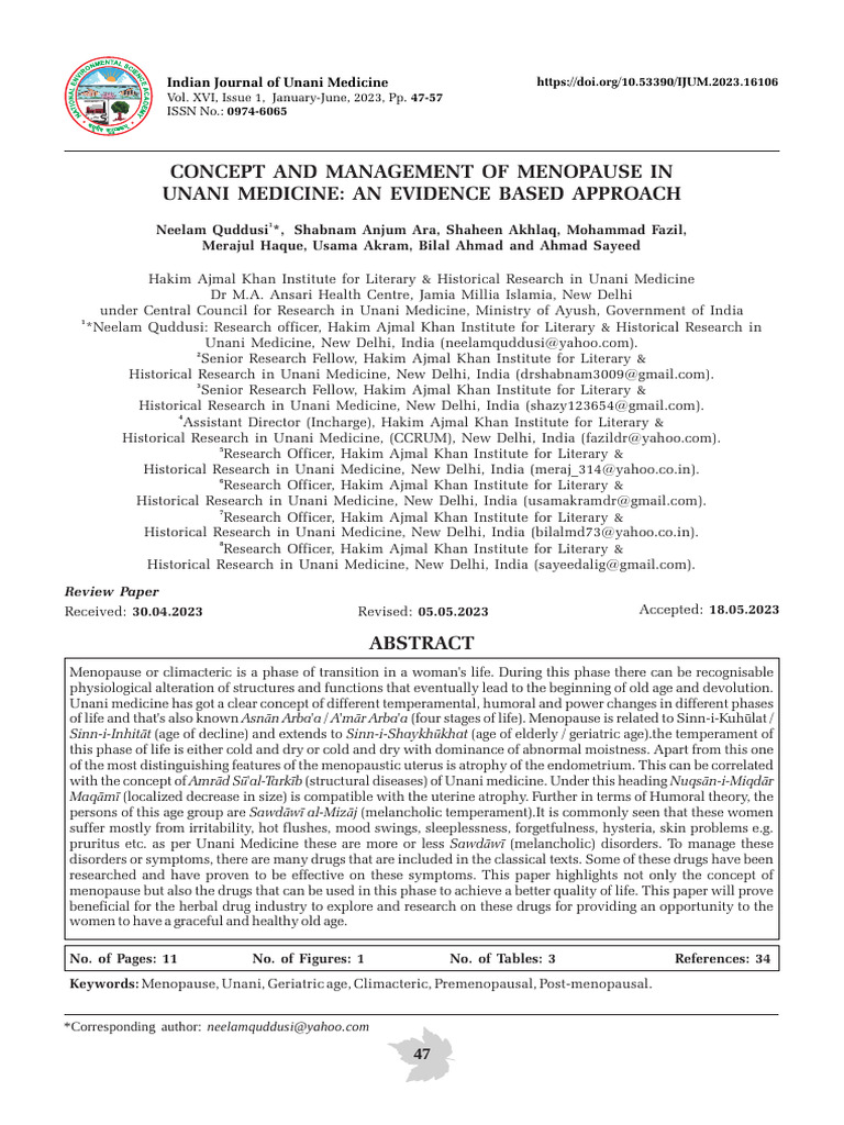 Concept And Management Of Menopause In U Pdf Menopause