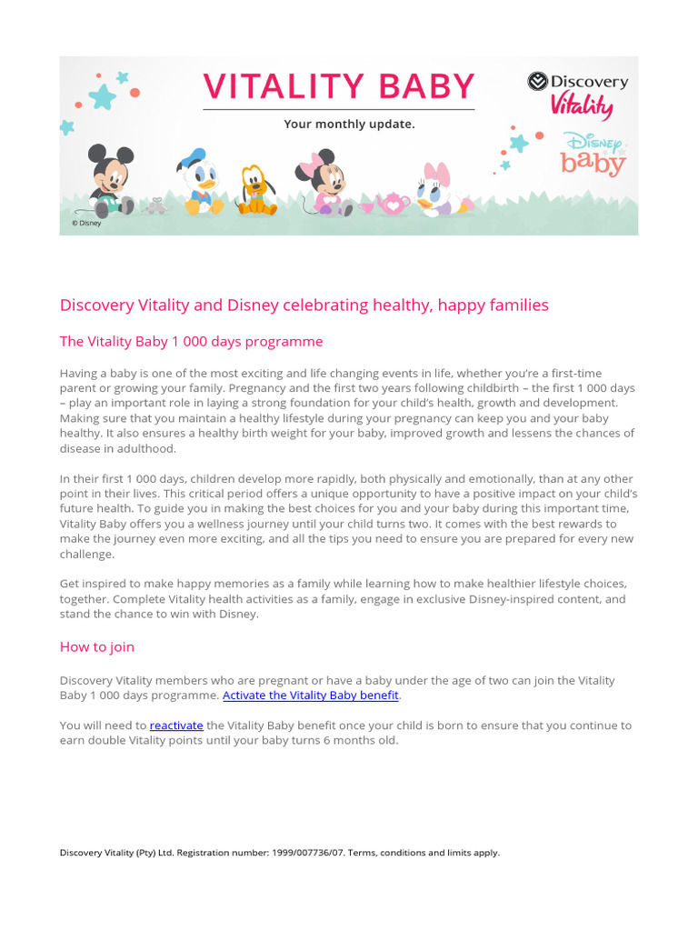 Vitality Baby Benefit Guide PDF Pregnancy Infants