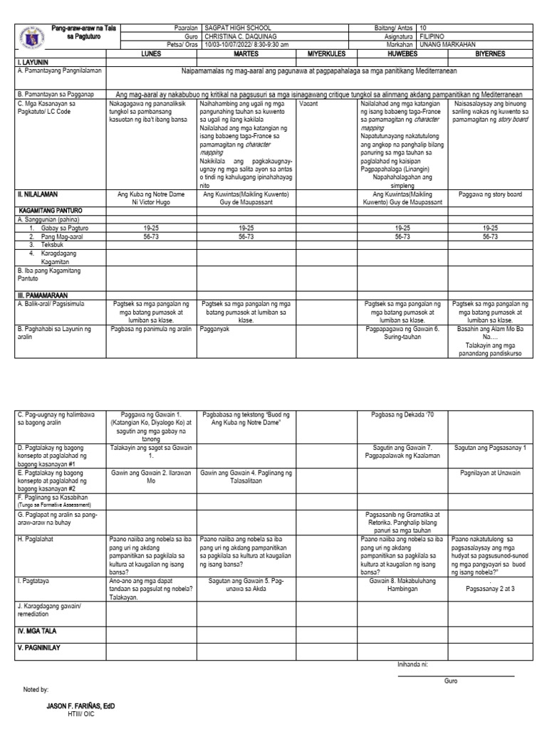 F10 DLL 1st Quarter | PDF
