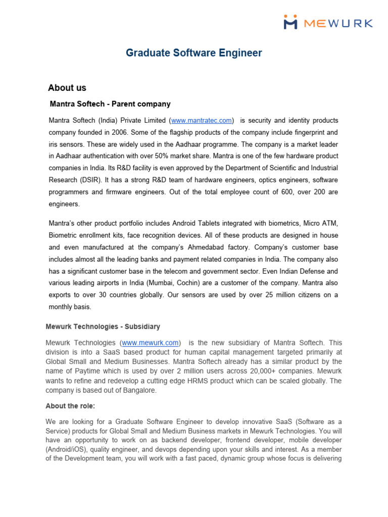 Mewurk Technologies Private Limited 2024 Graduate Software Engineer 20240103 224642 Mewurk G