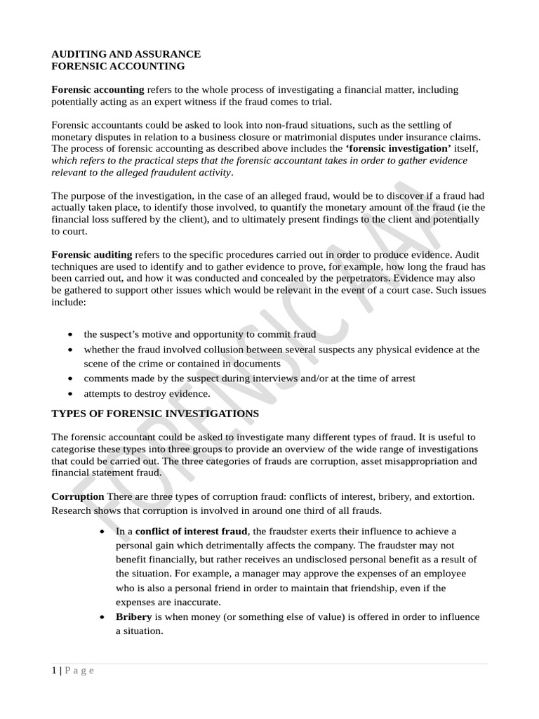 Forensic Auditing Pdf Fraud Audit