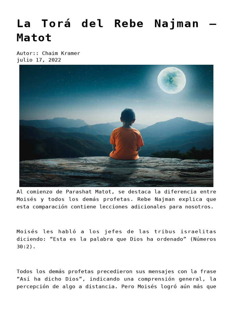 La Tora Del Rebe Najman Matot | PDF | Profeta | Moisés