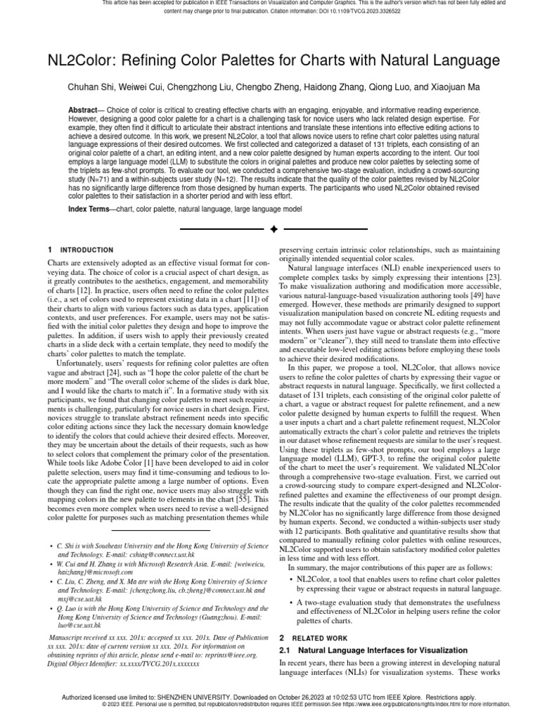 NL2Color Refining Color Palettes for Charts With Natural Language | PDF ...