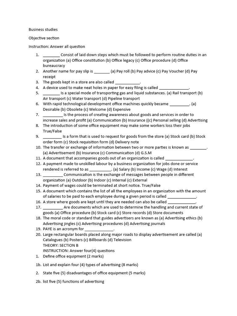 BUSINESS STUDIES QUESTION AND ANSWER PDF FREE DOWNLOAD NIGERIA visual data 8