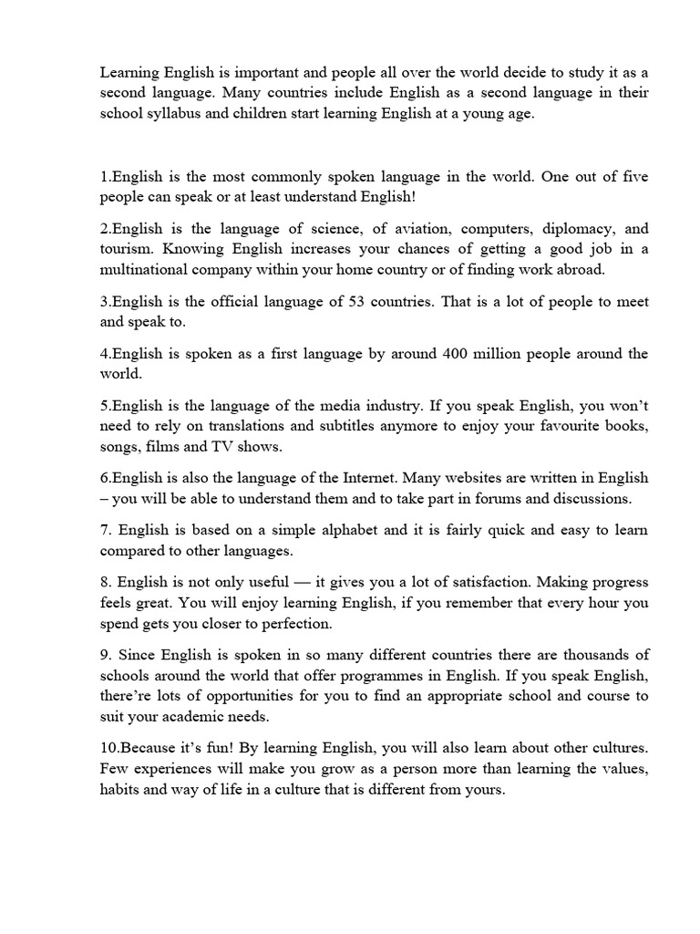 10 Reasons To Learn English Pdf