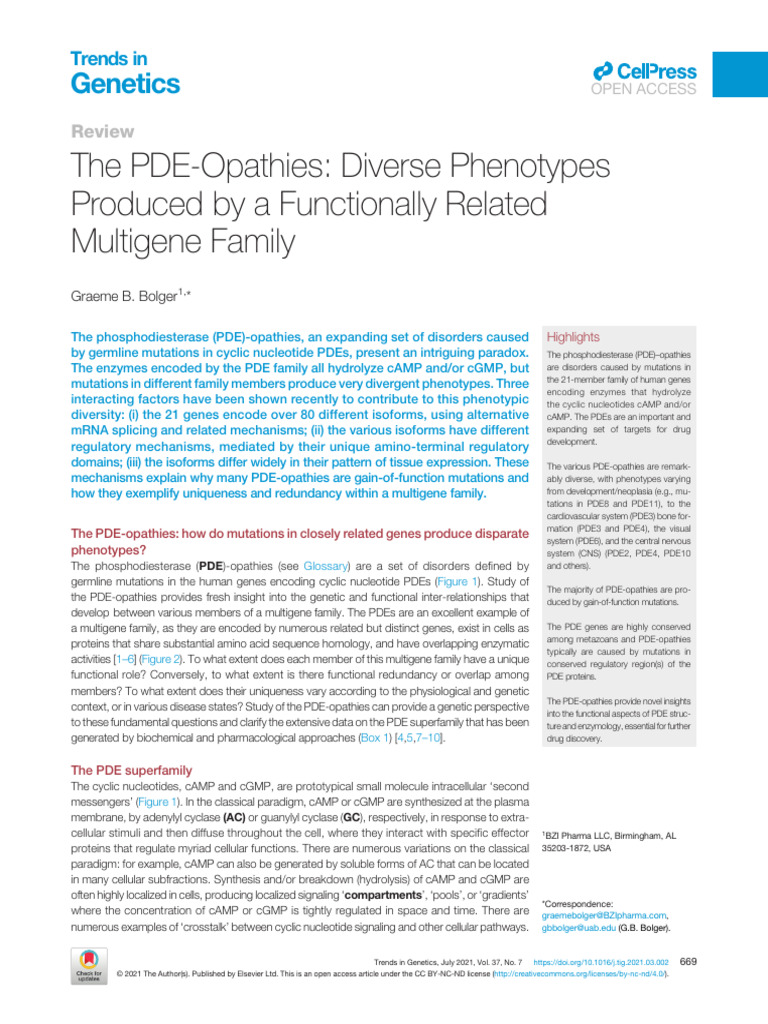 PDE-Opathies: Genetic Diversity Explained | PDF | Kinase | Cell Signaling