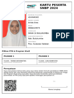 Kartu Peserta SNBP 2024: 424346162 Arista Aras 0066224974 Sman 10 Bulukumba Kab. Bulukumba Prov. Sulawesi Selatan