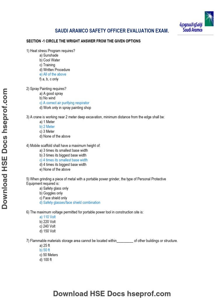 Aramco Safety Officer Exam Guide | PDF | Crane (Machine) | Fires