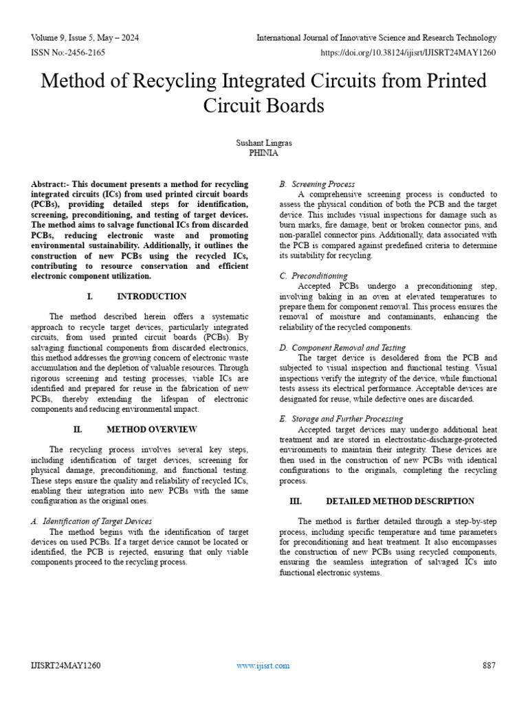 Recycling Integrated Circuits from PCBs | PDF | Printed Circuit Board ...