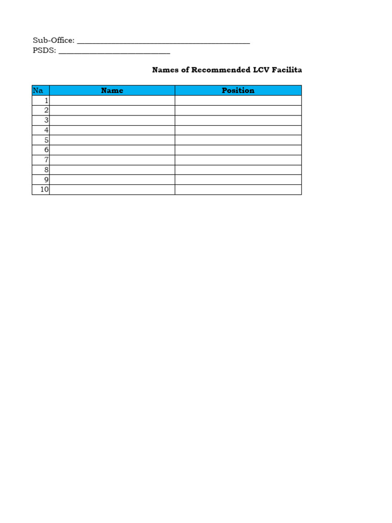 Recommended LCV Facilitators List | PDF | Career & Growth | Business