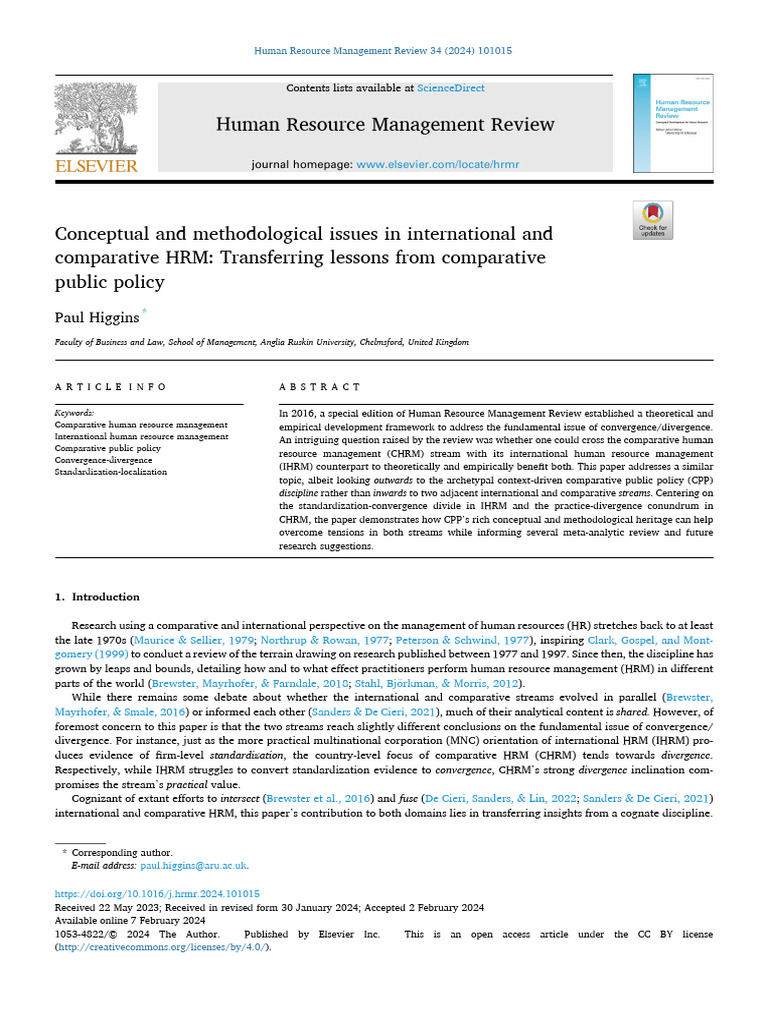Comparative HRM Insights | PDF | Human Resource Management | Methodology