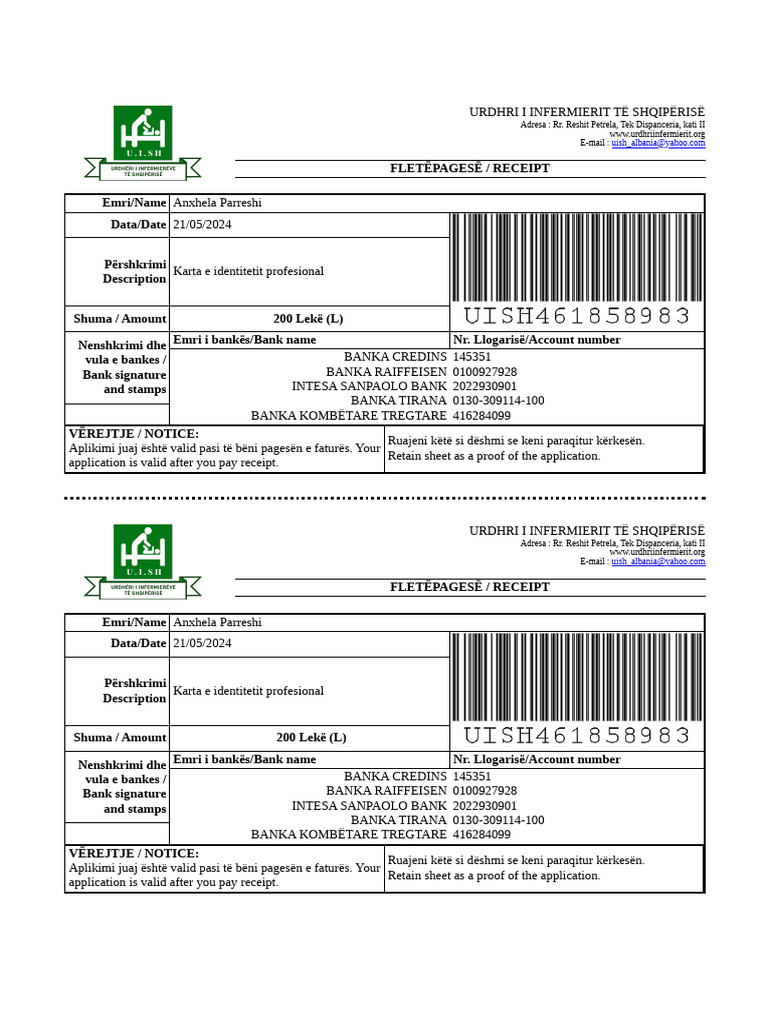 Karta e Identitetit Profesional | PDF