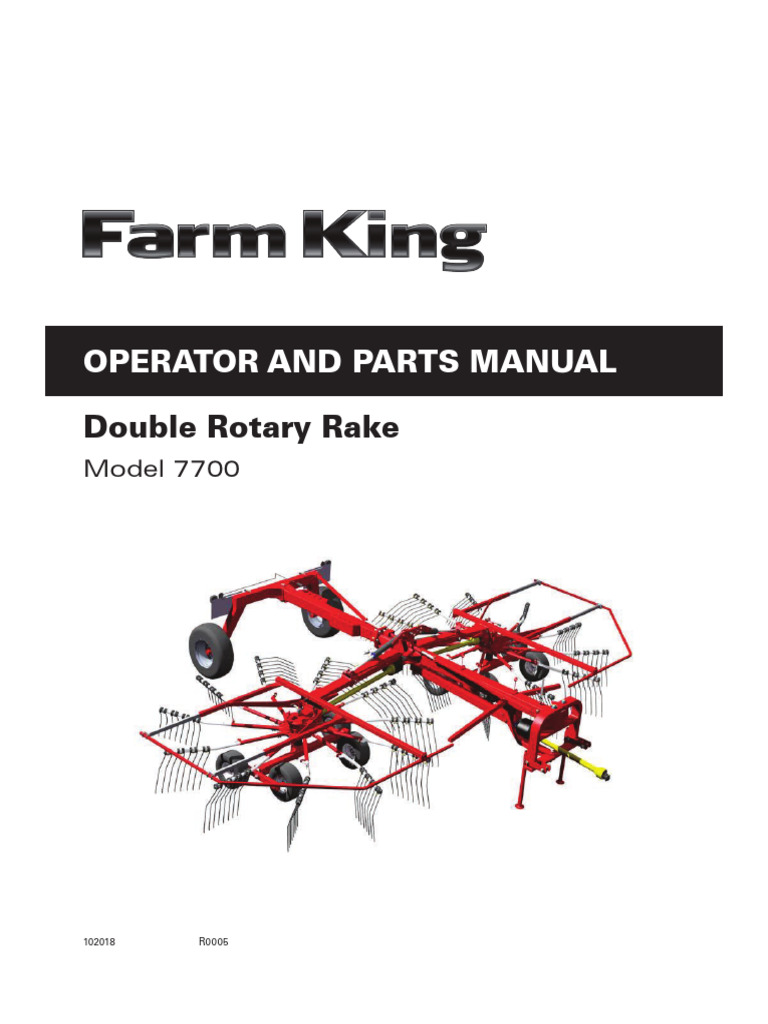 Farm King - Doube Rotary Rake - 7700 - Manual | PDF | Tractor ...