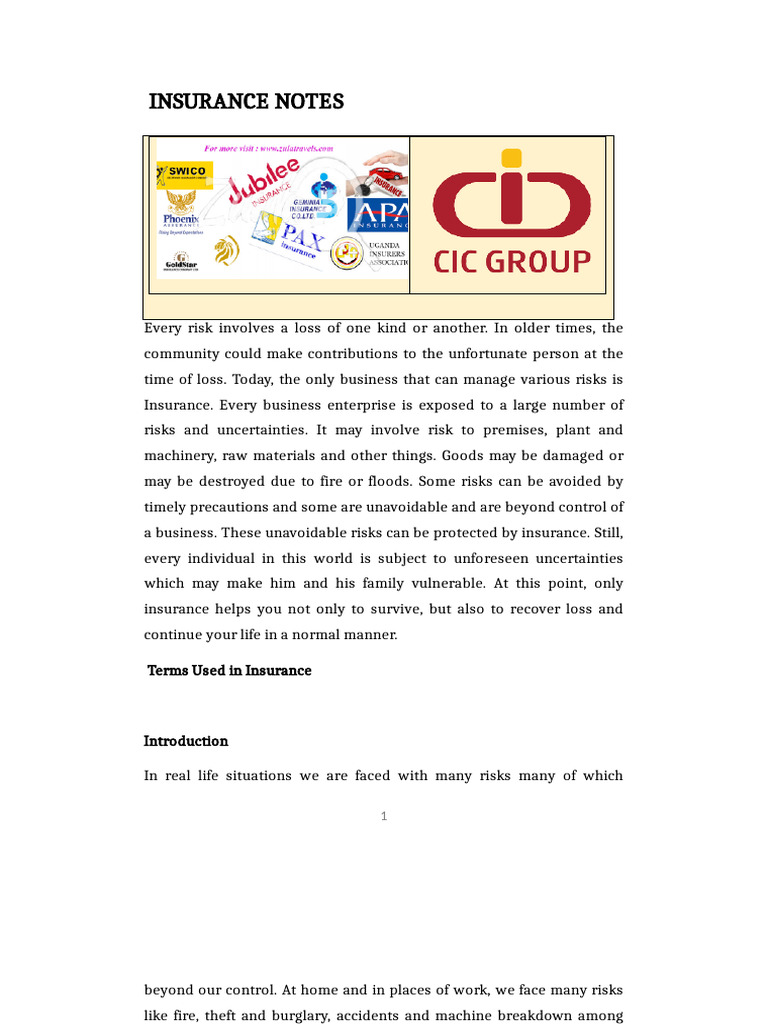 Insurance Notes - Docx 1625567004928 | PDF | Insurance | Life Insurance
