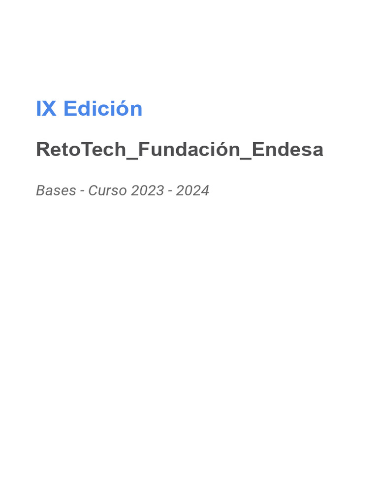 Bases Ix Edición Retotech Fundación Endesa 2023 2024 Cast Pdf