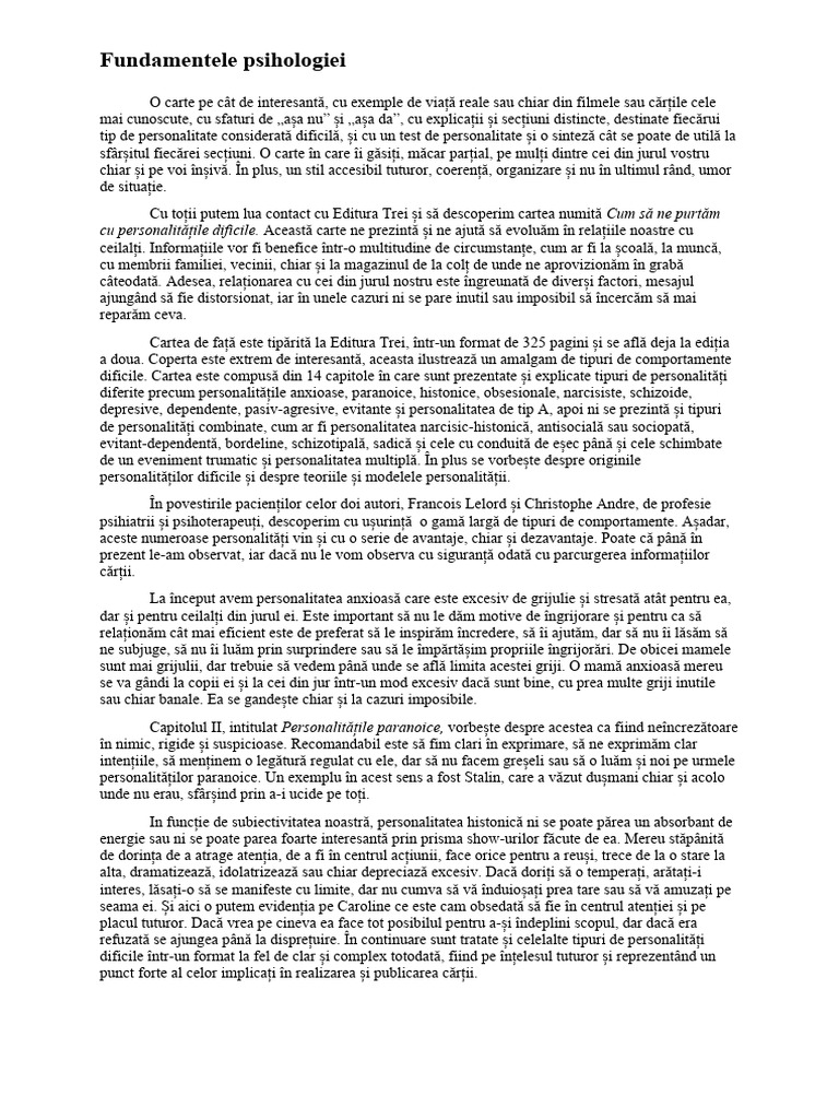 Pascal Ana-Maria, Psiho1, 2B, R. Carte FPSIH | PDF