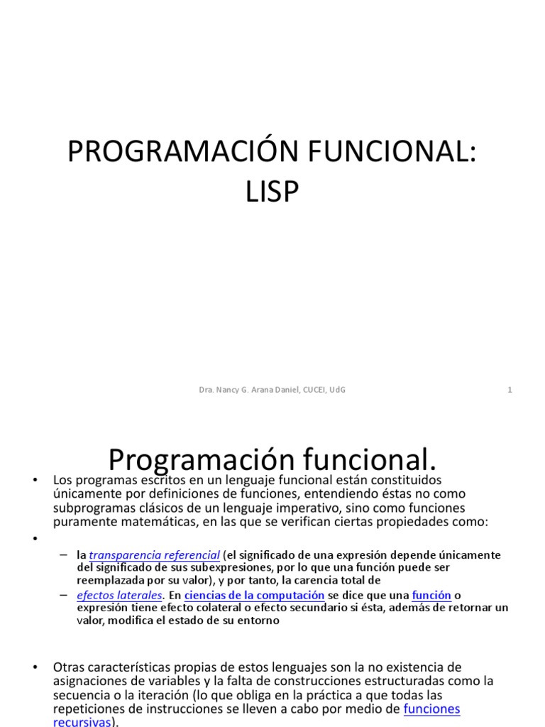 Introducción a la Programación en LISP | PDF | Programacion Funcional ...