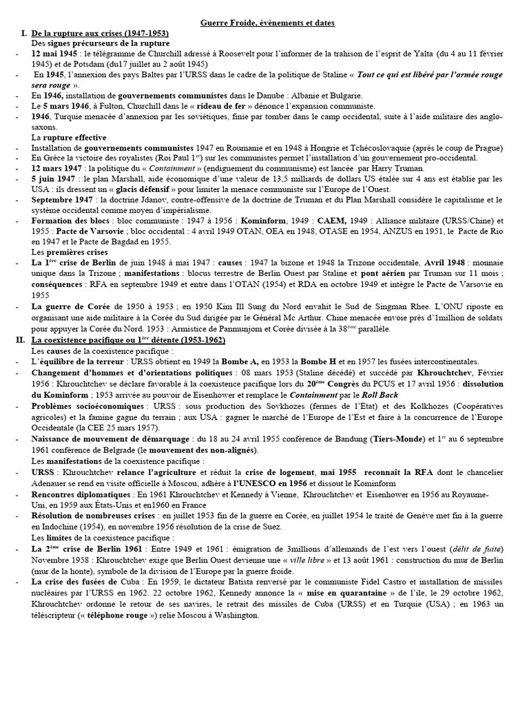 Résumé de la Guerre Froide | PDF | Communisme | Guerre froide