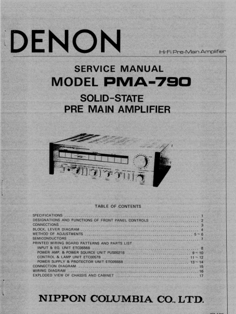 Denon PMA-790 Service Manual | PDF