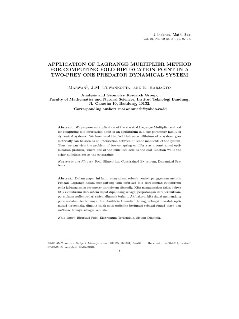 Application of Lagrange Multiplier Metho | PDF | Mathematical ...