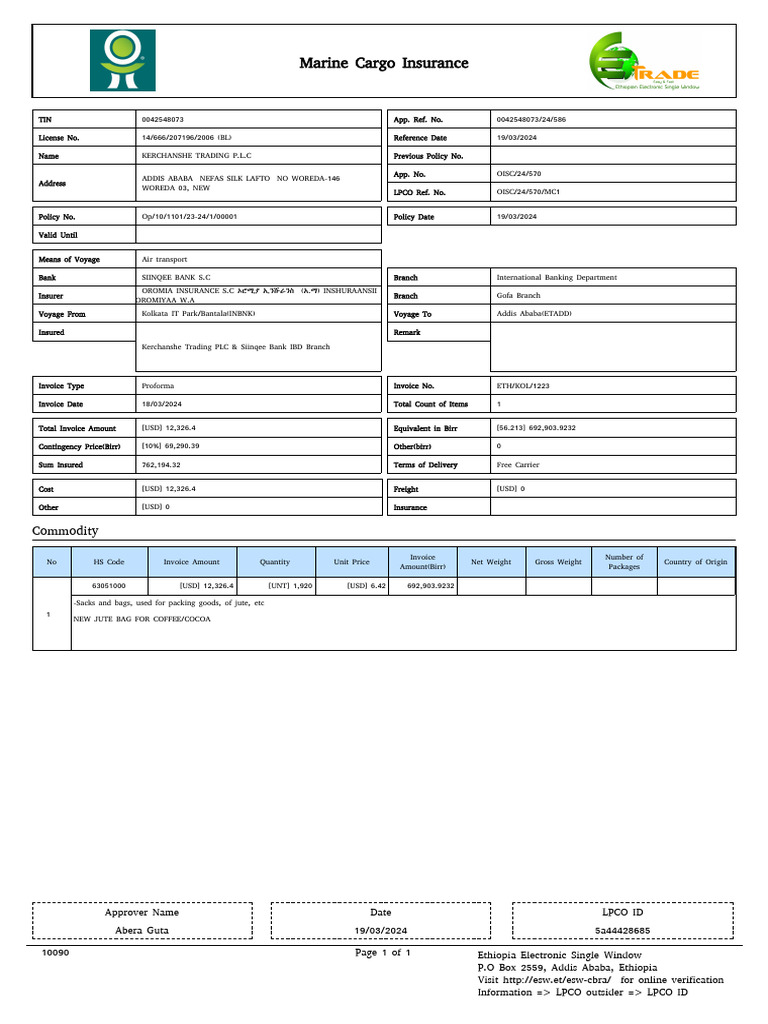 Insurance Permit | PDF | Cargo