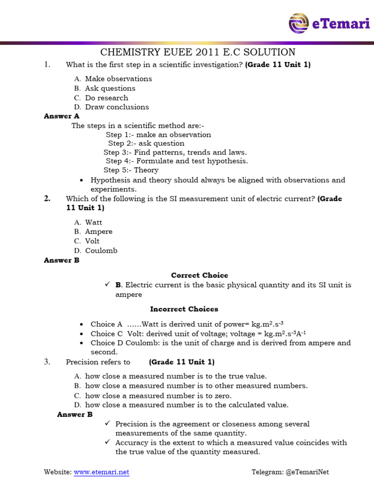 2011 Chemistry Exam Solution | PDF | Chemical Bond | Ionic Bonding