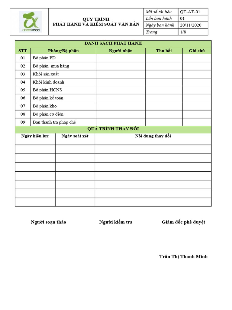 Quy Trinh Ban Hanh Va Kiem Soat Van Ban | PDF