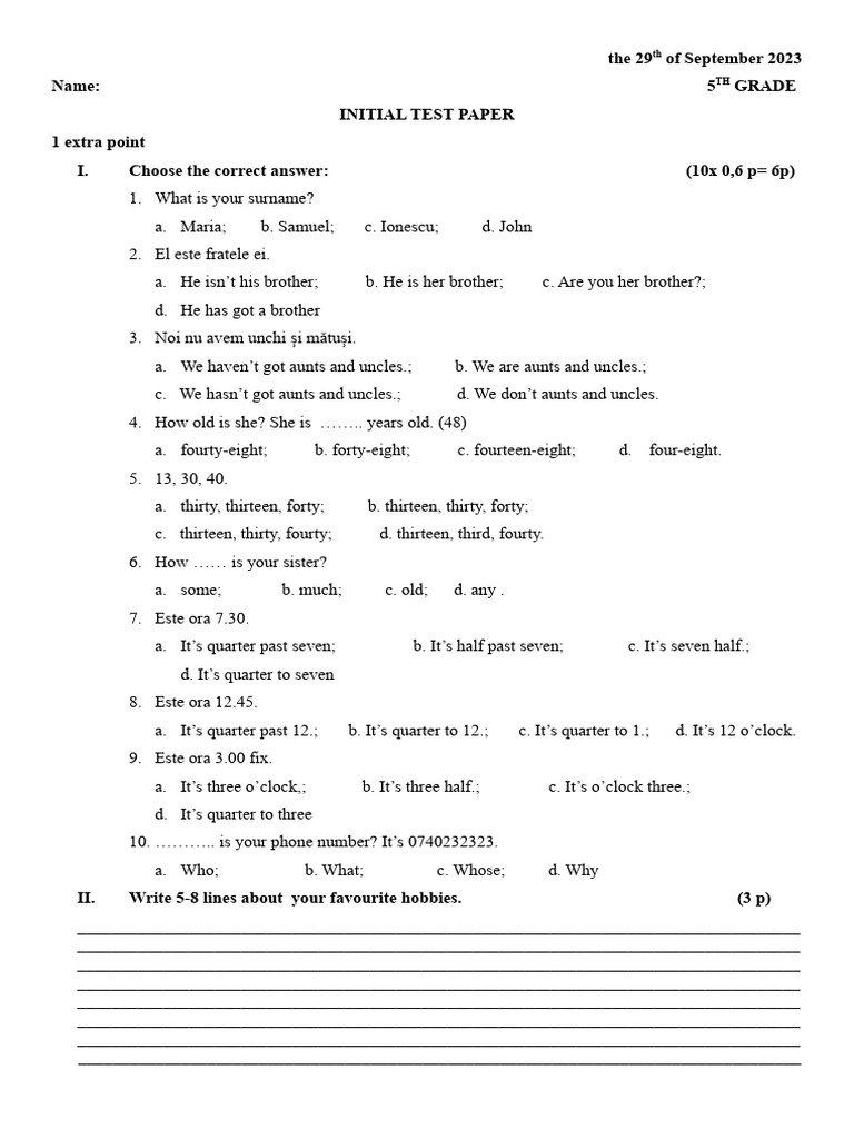 Test Initial Cls 5 | PDF