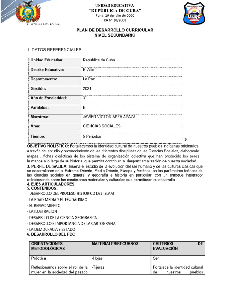 Plan Curricular de Ciencias Sociales 2024 | PDF | Sociedad | Ciencias ...