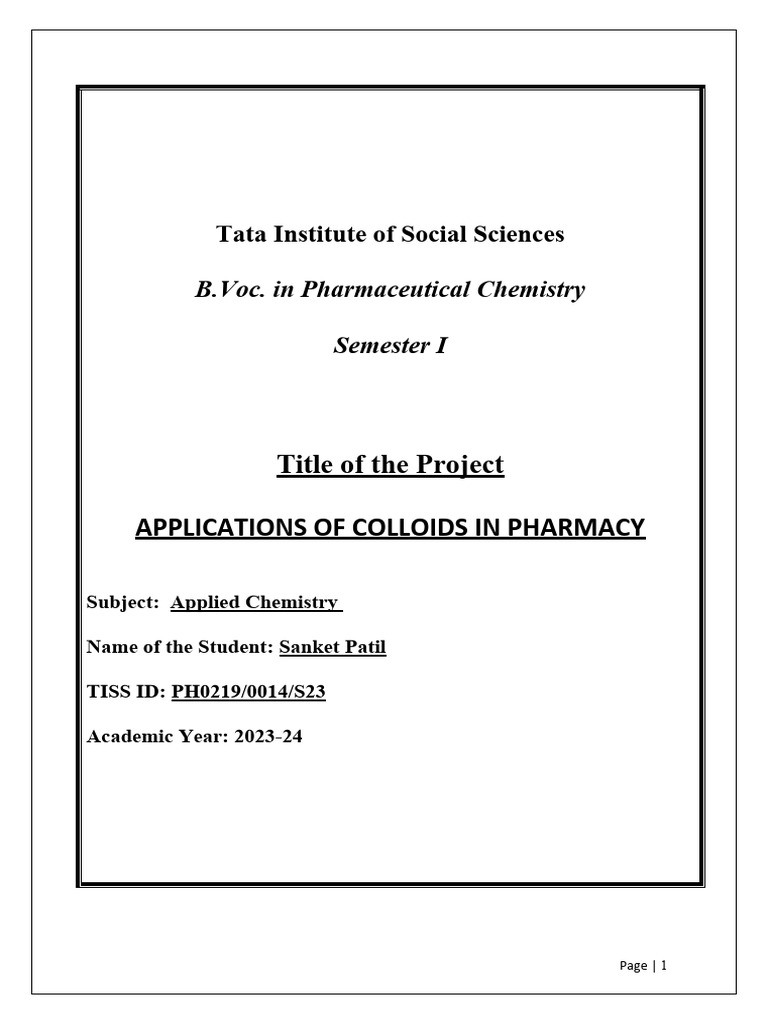 Colloids in Pharmacy Applications | PDF | Colloid | Natural Rubber