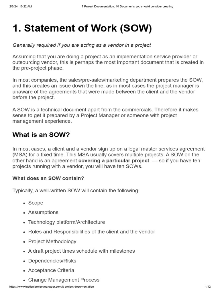 IT Project Documentation - 10 Documents You Should Consider Creating ...