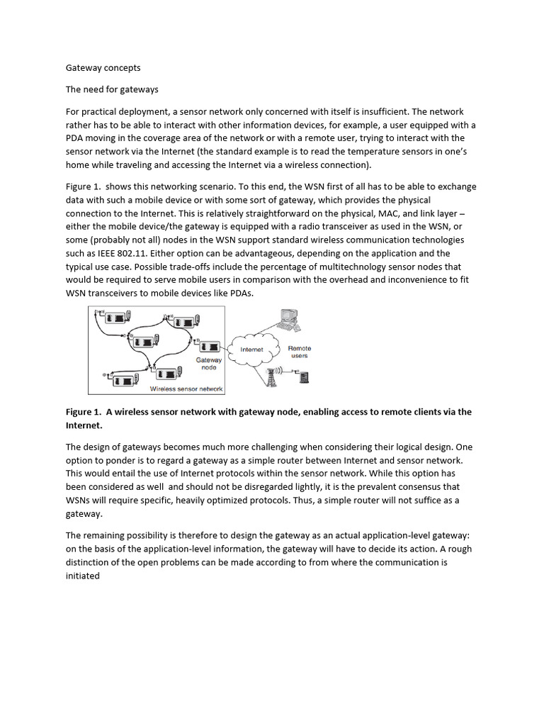 Gateway Concepts in Wireless Sensor Networks | PDF | Wireless Sensor ...