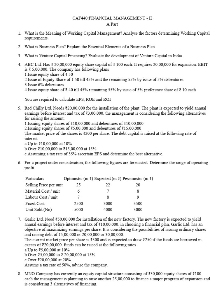 FINANCIAL MANAGEMENT II - HTML | PDF | Capital Structure | Leverage ...