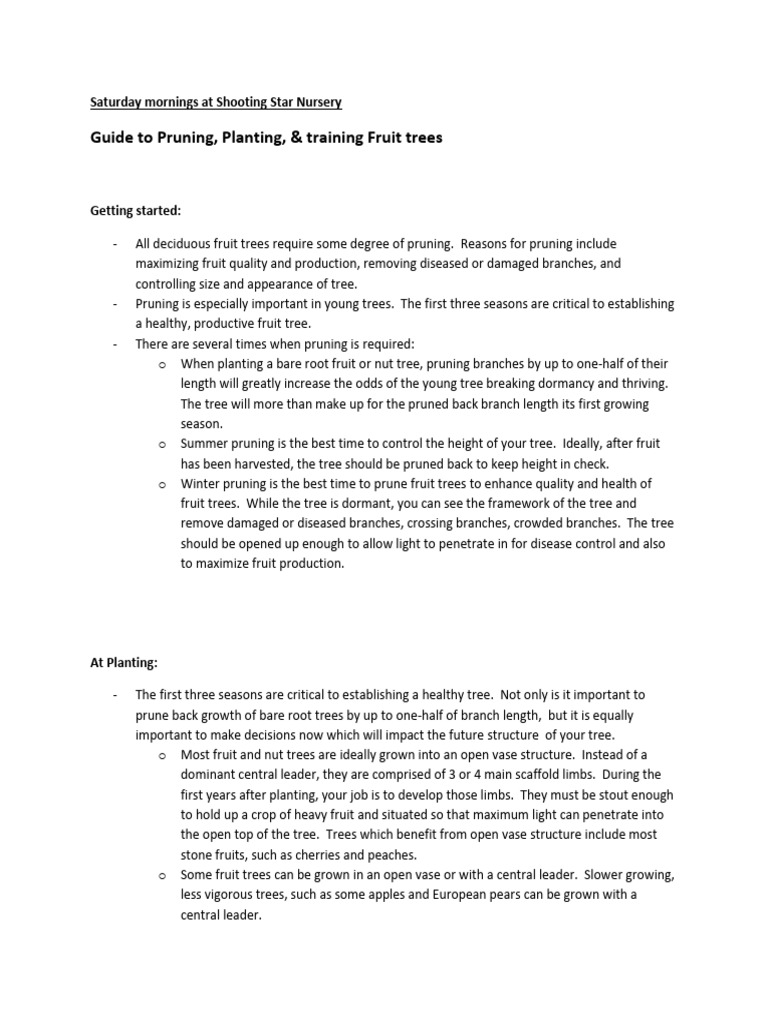 Pruning Guide for Fruit Trees | PDF | Pruning | Trees