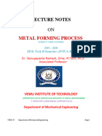 Lecture Notes: Metal Forming Process