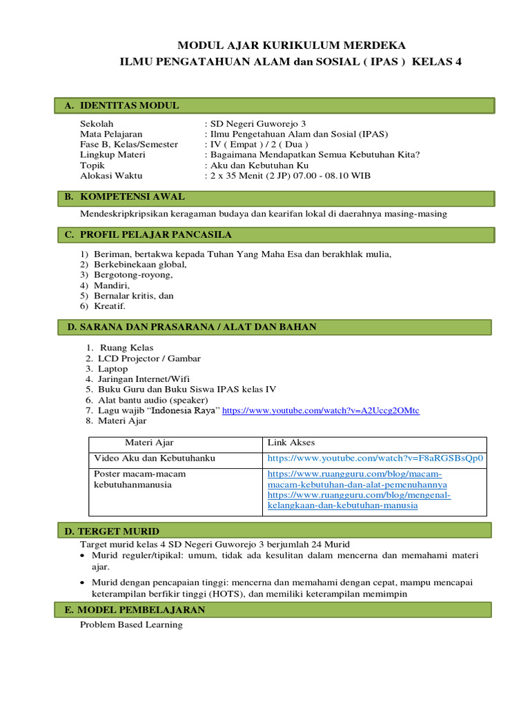 Modul Ajar IPAS Kelas 4 Semester 2 | PDF