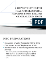 Lessons, Opportunities For Political and Electoral Reforms