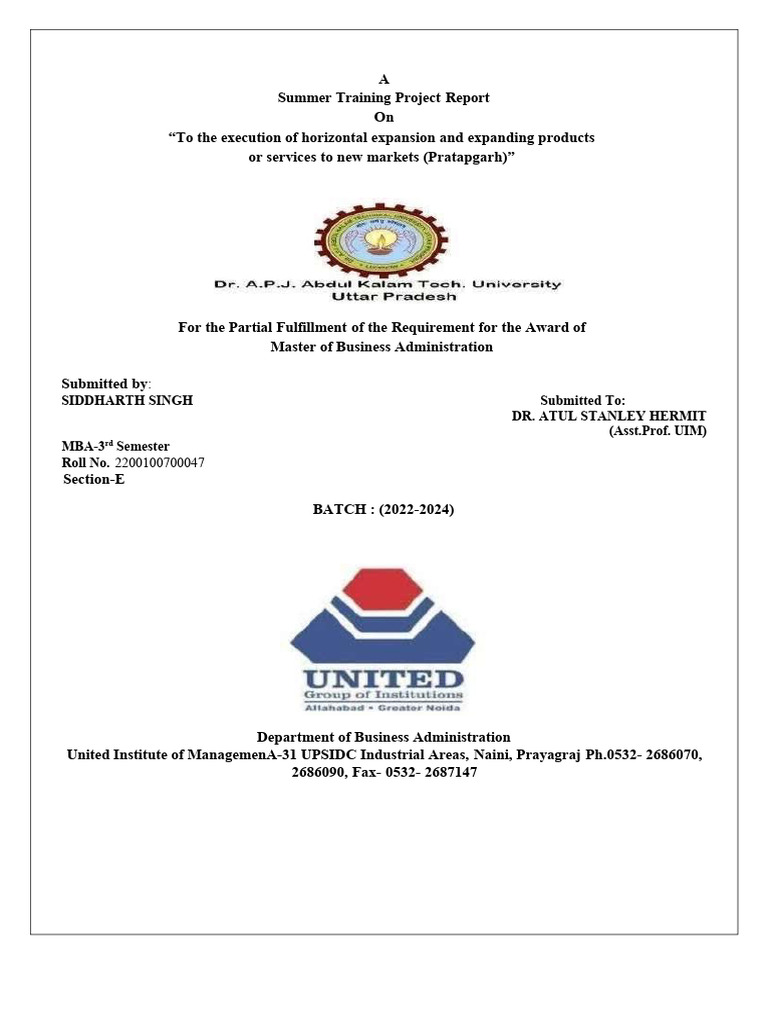 Siddharth Singh's MBA Project Report | PDF | The Coca Cola Company ...